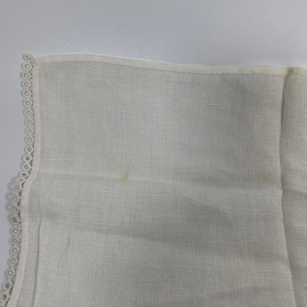 Vintage 1940-50s Linen Textile Napkin Tea Towel Embroidered 18